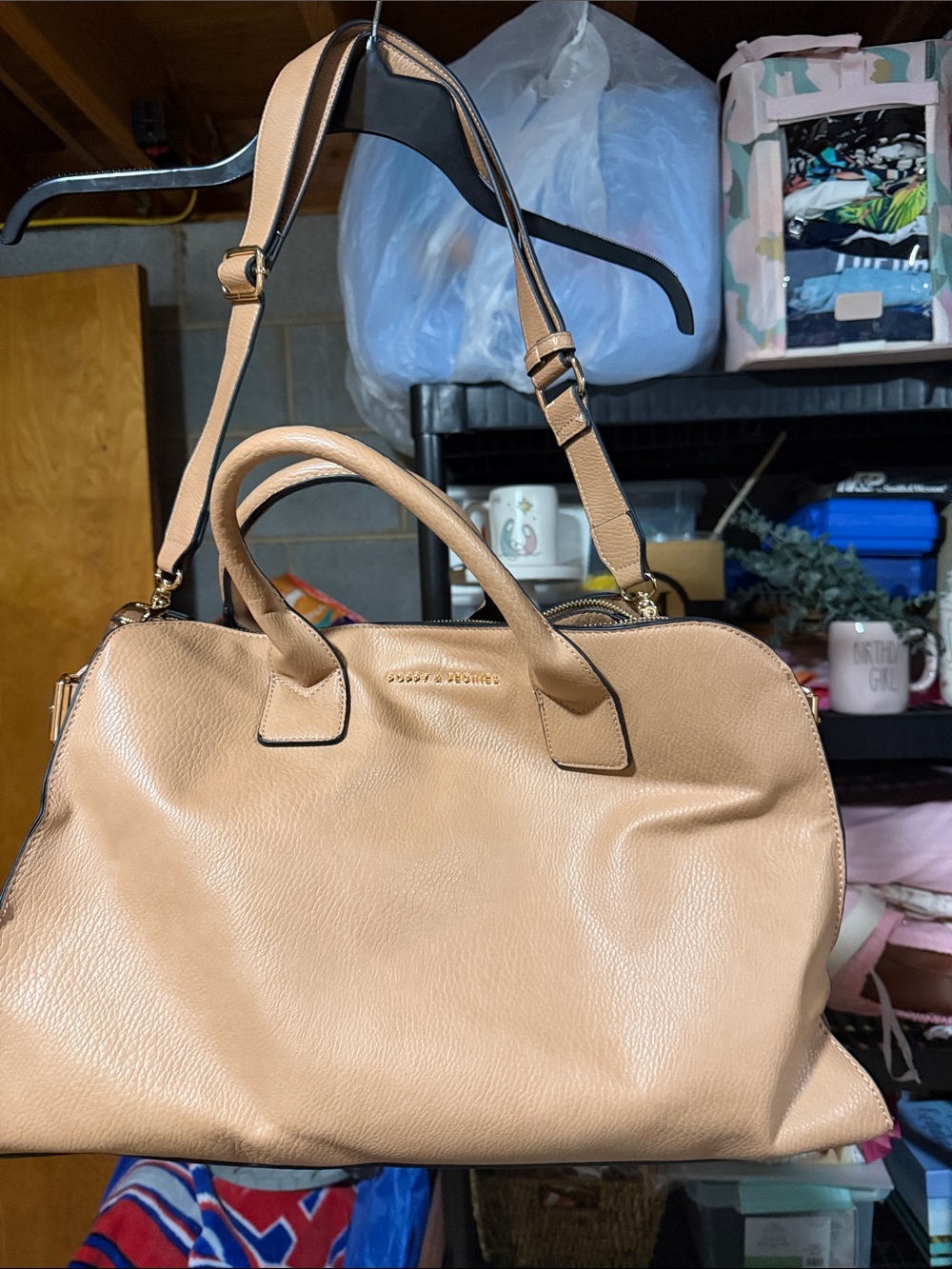 Poppy & Peonies Nude Beige Leather Satchel